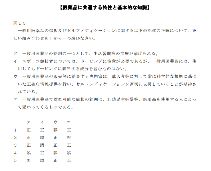 登録販売者試験R6第1章の１５